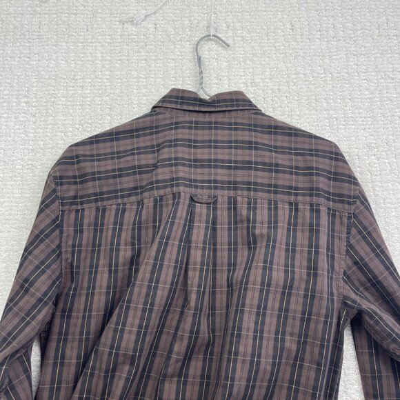 Arnold Palmer Easy Care Mens Sz S Button Up Dress Shirt Brown Plaid Long Sleeve - Picture 11 of 11